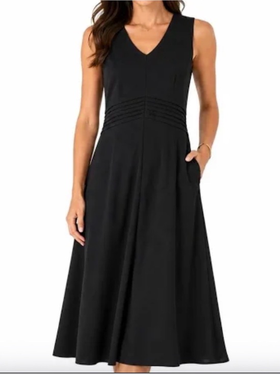 Christopher & Banks Dresses & Skirts - Christopher & Banks Black Linen V-Neck Midi Dress 4